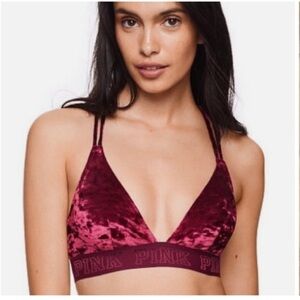 PINK Victoria's Secret Burgundy Strappy Velvet Bralette